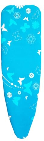 INTIRILIFE Bügelbrettbezug aus Baumwolle mit blauem Schmetterlingsmuster - 130 x 52 cm - Bezug für Dampfbügelstation Bügeltisch Zum effizienten Bügeln