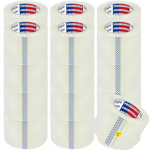 PROMAXCO 3 Heavy Duty Packing Tape, 24 Rolls, Clear, 3 Core, Total 1320Y, Clear, 2.2 mil, 3 inch x 55 Yards, Refill for Packaging and Shipping(3 Width, not 2 Width)