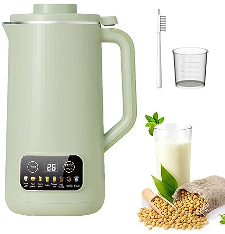 FUNLOV Soy Milk Maker Machine,20 Ounces Nut Milk Maker Machine with 10 Leaves Blades,Soup Maker with Delay Start,Keep Warm,Self-Cleaning for Almonds,Oats,Soybeans (Green)