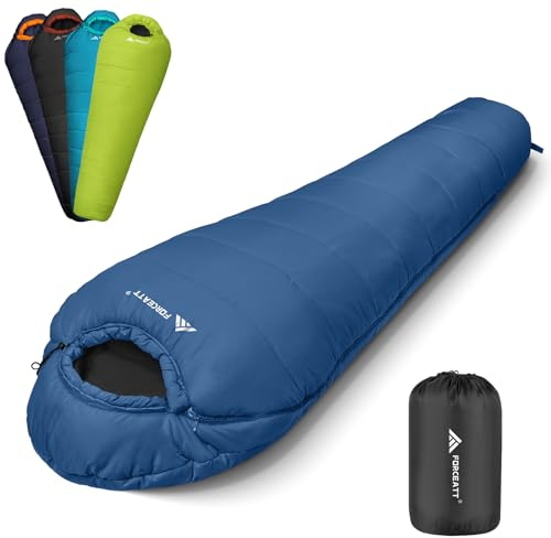 Forceatt Schlafsack, 3 bis 4 Jahreszeiten Deckenschlafsack Schlafsack für Camping, Reisen und Outdoor-Aktivitäten, Erwachsene und Jugendliche in 0 ℃ bis 20 ℃, Wasserdichter-Leicht-Warm-Atmungsaktiv.
