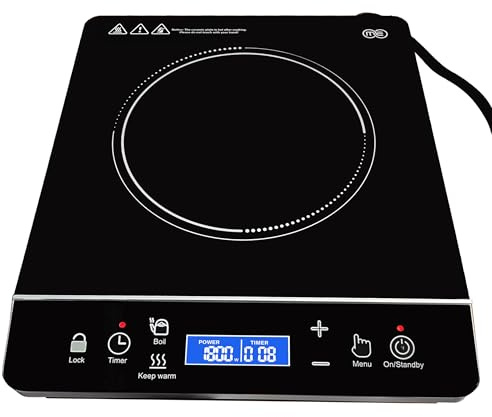 OMEO Portable Induction Cooktop Hot Plate Countertop Burner 1800 Watts Induction Burner with LCD Sensor Touch, LED Display, 10 Temperature Levels, Child Safety Lock, Auto Shutoff Function