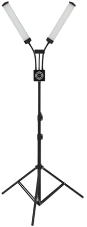 Luz de Vídeo LED con Trípode de Soporte, Luz de Belleza de Brazos Dobles de 40 W, Lámpara de Pie Regulable 3200-5600 K para Extensiones de Pestañas con Soporte para Teléfono, Luz