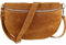 MIRROSI® Bauchtasche Damen, Made in Italy, Echtleder Umhängetasche Echtes Leder, Brusttasche, Crossbody Bag aus WLD Veloursleder, in 3 Größen erhältlich (Braun WLD Silberner Reißverschluss) (Gr.L)