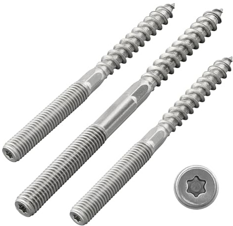 Set di 20 viti a doppio filetto con azionamento Torx (TX) - Acciaio inossidabile A2 / V2A - Viti a doppio filetto - Viti per legno (M6 x 50 mm, 20 pezzi)