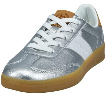 bugatti Damen Sandaletten, Frauen Sandalen,Sommersandalen,bequem,flach,Sommerschuhe,Freizeitschuhe,offene Schuhe,Silver/Cognac (1363),41 EU/EU UK