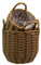 DARO DEKO Polyrattan Korb 2er Set Ø 27 und 34cm rund braun mit Einsatz transparent Blumenkübel Übertopf Pflanz-Töpfe