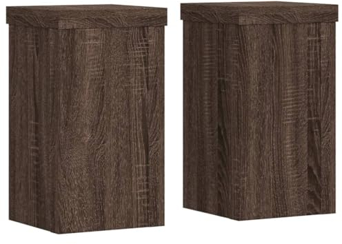 vidaXL Pflanzenständer 2 STK., Blumenständer Hohle Konstruktion, Dekosäule Podest für Pflanzen Dekoartikel, Blumenhocker Blumensäule, Braun Eiche Holzwerkstoff