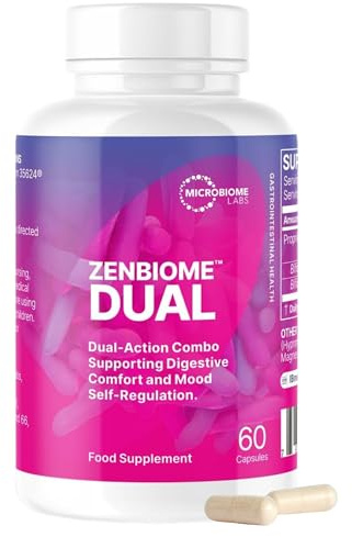 Microbiome Labs ZenBiome Dual – Clinically Studied Bifidobacterium longum 1714™ & 35624® Probiotic Supplement – Supports Gut-Brain Axis, Digestive Comfort & Wellbeing - Shelf-Stable, 60 Capsules