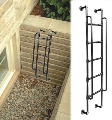 Escalera de salida resistente montada en la pared para sótano, ventana, pozo al aire libre, tejado/garaje, loft, ático, litera, capacidad de 150 kg, color negro