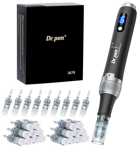 Dr. pen Ultima M7S Microneedling Pen 2025 UPGRADE - Trådlös Micro-Needling Pen Elektrisk Derma Pen för ansikte, kropp och hudvård, Microneedling Pen - med 27 patroner(Svart)