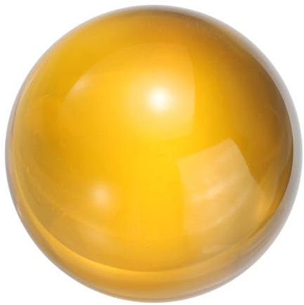 sourcing map 50mm/2 Crystal Sphere Ball Glass Solid Decorative Sphere Crystal Ball Prop Ornament for Feng Shui Divination Fortune Telling Tabletop Fountain Decoration, Amber