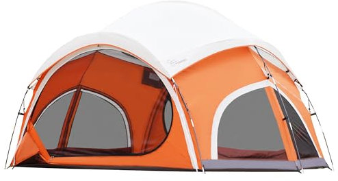 Vidalido 3-4 Person Camping Tent with 2 Large Mesh Door 4 Mesh Window Family Tents, Double Layer Waterproof Portable Easy Setup Camp Tent, Canvas Dome Tents for Camping Outdoor Hiking and Backpacking