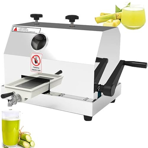 Pressa Canna Da Zucchero 50Kg/H Commerciale Macchina Estrattore Manuale Canna Da Zucchero Estrattore Succo Squeezers,Ingresso Grande 62MM,3 Rulli in Acciaio,Per Negozi Frutta,Scuole