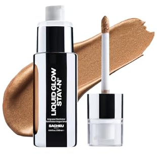 Sacheu Liquid Glow STAY-N Liquid Highlighter & Illuminator Makeup — 30ml Long Lasting Luminous Glow Lightweight Dewy Finish, Golden Hour