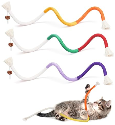 Diffaxy Juguete de hierba gatera de 3 piezas, juguete para gatos, juguete de hierba gatera, juguete para interior, para jugar, masticar y cepillarse los dientes, para todas las razas
