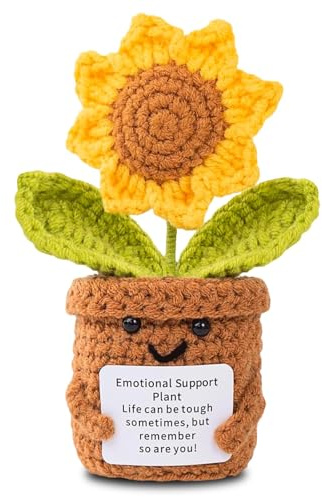 Emotional Support Crochet Sunflower With Card, Emotional Support Gift