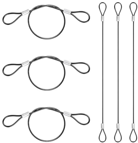 6 Pack 2mm Safety Cable Lock Outdoor Travel, 25cm Braided Steel Wire Luggage Lock Cables, Flexible Security Wire Rope with Double Loop for Outdoor Gates Stage Lighting Padlock