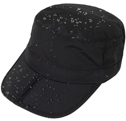 TOP-EX L/XL/XXL Gorra impermeable del ejército para hombre, paraguas plegable, gorra de cadete militar para golf, correr al aire libre, Negro , XL-XXL