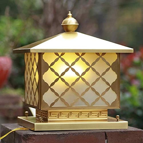 QUSYZD Lampade da Esterno, IP54, palo Quadrato antiruggine in Vetro, Lanterna a Colonna per Esterni, Collezione contemporanea, luci a Colonna antiche e retrò per Giardino, Port,OneColor-Height: 29cm