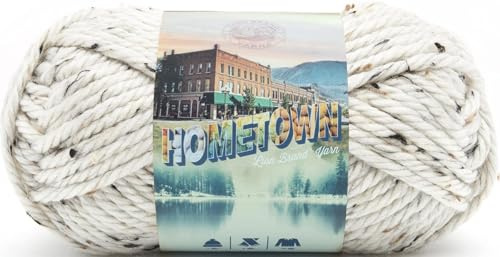 Lion Brand Yarn Hometown Yarn, Super-Bulky Yarn for Knitting, Crocheting, and Crafting, 1 Pack, Aspen Tweed