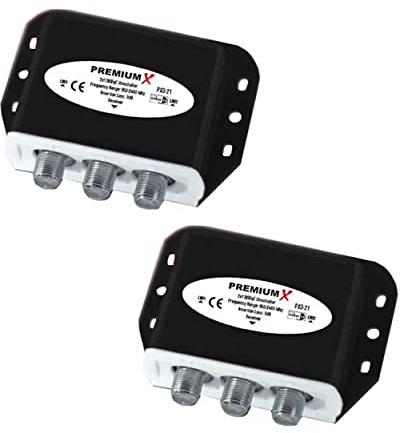 2X PremiumX PXD-21 DiSEqC Schalter 2/1 SAT Umschalter 2.0 Switch Diseq C mit Wetterschutzgehäuse DVB-S/ DVB_S2 SAT Satellitenweiche TV Switch Verteiler Splitter