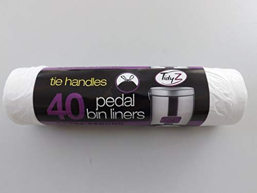 Pedal Bin Liners Bags (Pack of 40) 15 Litres per bag,Complete with Tie Handles, Scented Strong Bin Bags Yellow/White