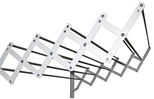 Sauvic Tendedero Extensible con fleje Acero plastificado Blanco y 10 Varillas de Aluminio de 120 cm.