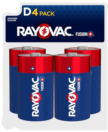 Rayovac Fusion D Batteries (4 Pack), Alkaline D Cell Batteries
