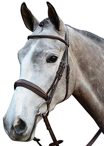 Collegiate Mono Crown Padded Raised Cavesson Bridle, Brown, Full