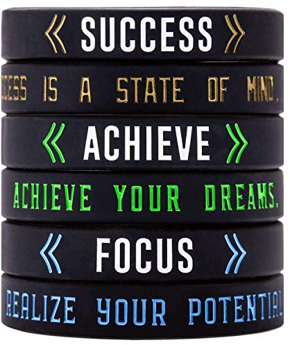 Sainstone Success, Achieve, Focus - Motivational Silicone Bracelets - Inspirational Silicone Wristbands with Inspirational Messages - Adult Unisex Size for Men Women Teens Athletes (Unisex 3-pack)