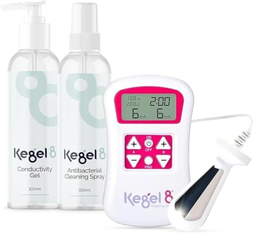 Kegel8 Tight and Tone Electronic Pelvic Care Pack with 9 Programmes for Incontinence Includes Electric Toner Conductivity Gel and Antibacterial Cleaning Spray for Strength Recovery and Support