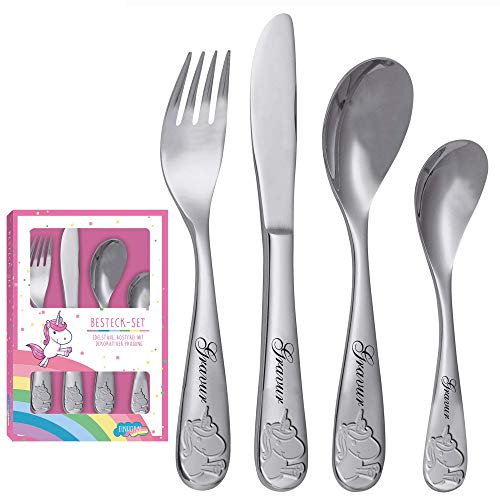 Kinderbesteck Einhorn mit eigener Gravur/Namen auf Besteck