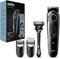 Braun Men's Beard Trimmer Series 3 & Hair Clippers with Gillette Fusion5 ProGlide Razor, 39 Length Settings, UK 2 Pin Plug, BT3240, Black/Blue