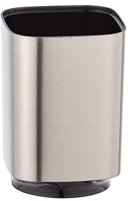 Wenko Bicchiere portaspazzolini Auron Argento, pregiato bicchiere portaspazzolini per spazzolini da denti e dentifricio, in pregiata plastica con cangiante color argento, 7 x 10 x 7 cm