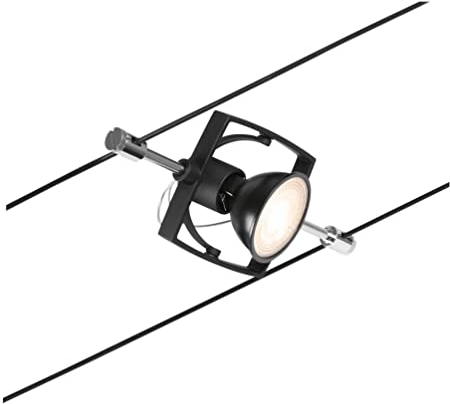 Paulmann CorDuo, punto luce per sistema di cavi per faretti, 94435, Mac II, massima CC 10 Watt, cavi estensibili, nero opaco, in plastica, GU 5,3, senza lampadine