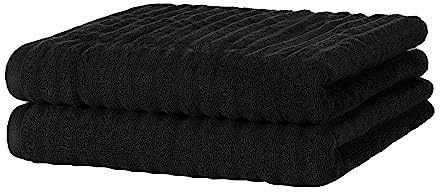 Merana Oslo Handtuch Set | schnelltrocknend, weich & fusselfrei | Frottier Luxus Qualität | 100% Baumwolle Frottee | Oeko-TEX | 590 GSM | Badetuch & Duschtuch | Schwarz (2 x Duschtücher 70x140cm)