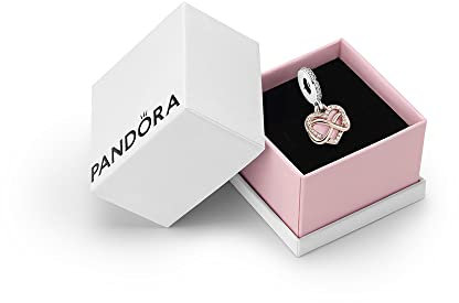 Pandora Moments Women's 14k Rose Gold-Plated and Sterling Silver Sparkling Infinity Heart Dangle Charm for Bracelet, With Gift Box
