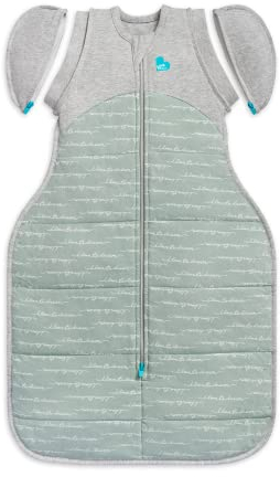Love To Dream Swaddle Up Übergangsschlafsack, Groß 8.5–11 kg, Olive Dreamer, 2.5 Tog für 16–20 °C, Abnehmbare Flügel, Maschinenwaschbar, Doppelter Reißverschluss