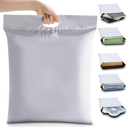 100 Stück Versandbeutel Plastik, 25 x 31cm, Versandtaschen Warensendung Verpackungstüten, Versandtasche für Kleidung und Textilien, Versandtaschen, Selbstklebend und Blickdicht, Versandtüten, Weiße