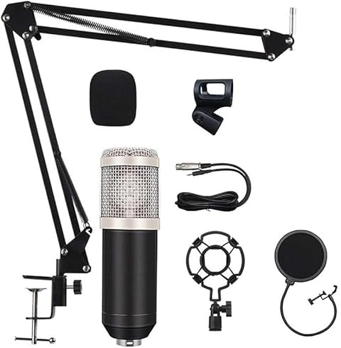 ELzEy Set di microfoni a condensatore da studio for streaming di podcast con supporto a sospensione for canto in studio di gioco