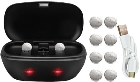 Wokyo Baterías recargables para audífonos y cargador para amplificadores de audífonos 675, cargador de batería con 8 pilas recargables de botón