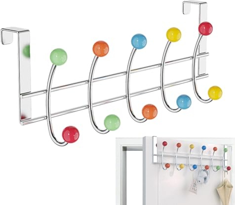 Listello con ganci – Gancio appendiabiti color argento, da parete | Gancio appendiabiti in acciaio inox a fisarmonica da parete espandibile per il montaggio a parete, supporto per cappelli da parete