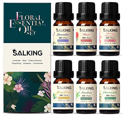 SALKING Ätherische Öle Set, Aromatherapie GeschenkSet, 100% Bio Duftöle für Diffuser Duftlampen Luftbefeuchter, Massage, 6 x 10 ml(Lavendel, Rose, Kirschblüte, Ylang Ylang, Gardenie, Kamille)-5