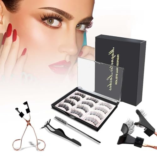 Magnet Wimpern 12 StüCk Magnetische Magnetisch 3D Magnetwimpern Wimpern Set Eyelashes KüNstliche Magnetic Magnetisches NatüRlich NatüRlicher Set Falsche Magnetic Eyelashes Wasserdichtem Dicke Wimpern