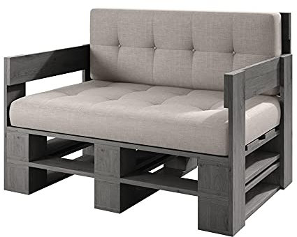 Lermowood Palettenmöbel Mp Sofa 100 x 80 x 30 cm Grau | Europaletten Indoor und Outdoor Lounge Gartenmöbel Holz Gartenmöbel Set Lounge Möbel Terrasse Balkon Loft Stil Paletten