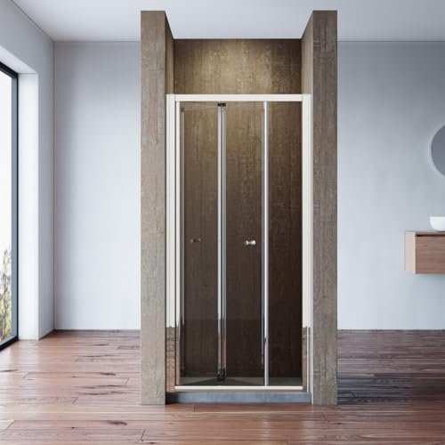SONNI Cabine de douche pliante en verre transparent 100 x 185 cm