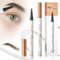 2 Stück Microblading Augenbrauenstifte, 2025 Upgraded 3D Wasserfest mit 4 Gabelspitzen, Langlebig, Natürlich, Feiner, ein Magischer Eyebrow Pencil für Frauen und Mädchen (Schwarz 2Stück)