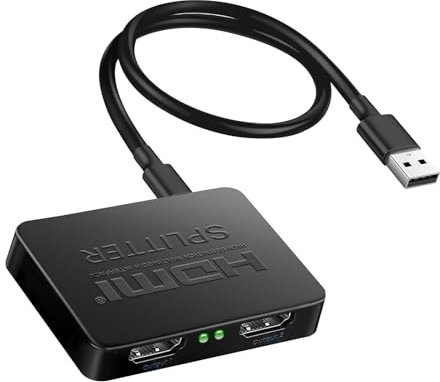 Splitter HDMI 1x2 4K Ultra HD - Sdoppiatore HDMI con Sincronizzazione Audio,HD-MI Hub Splitter Compatibile con PS3/4/Lettore Blu-Ray/PC per Duplicazione Schermo su 2 Monitor (Supporto 4K 3D 1080P)