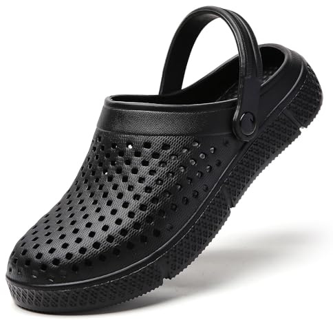 Trädgårdskläskor för kvinnor, kvinnors slip-on trädgårdsskor pool strand duschtofflor inomhus utomhus promenadtofflor, Svart, 38 EU