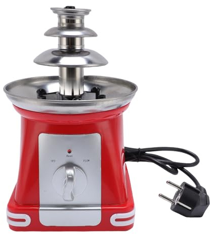 Fuente de Chocolate, Máquina de Fuentes de Fondue de Chocolate Eléctrica de 3 Niveles para Fiestas, Queso Fabricante de Fondue de Acero Inoxidable, Queso, Dulces, Licor, (EU